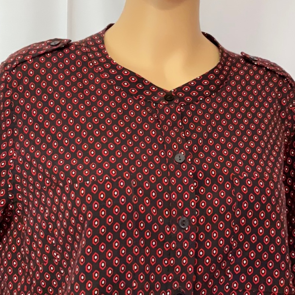Apt. 9 Red Long Sleeve Casual Button Down Shirt Women’s Top Size 0X - Picture 11 of 12
